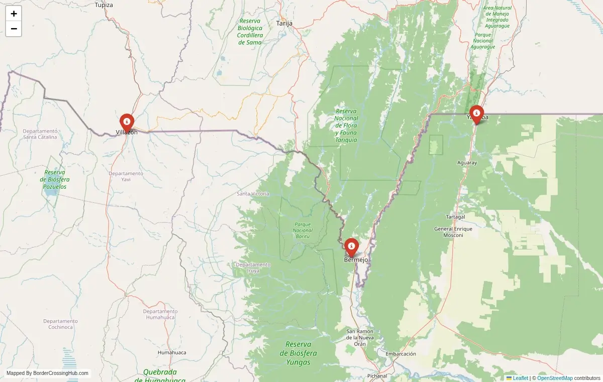 Map overview of border crossings
