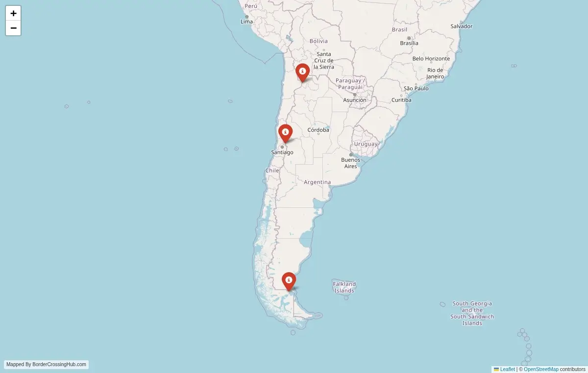Map overview of border crossings