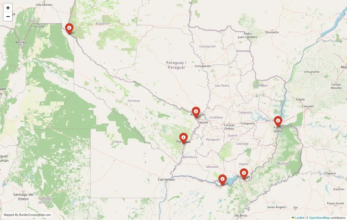 Map overview of border crossings