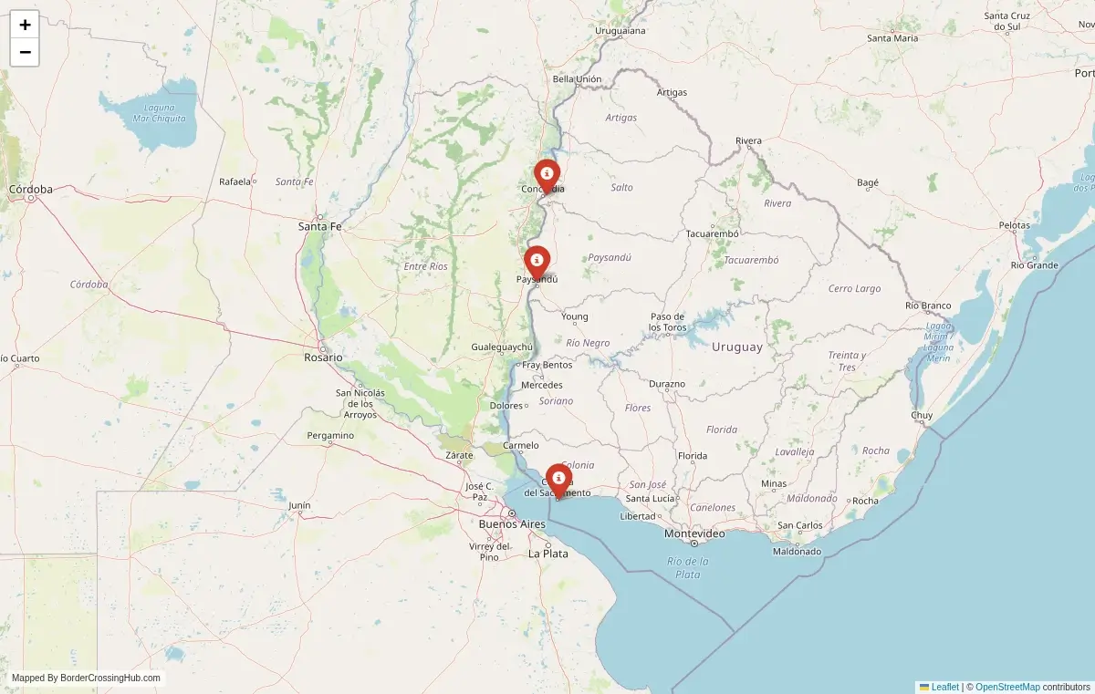 Map overview of border crossings
