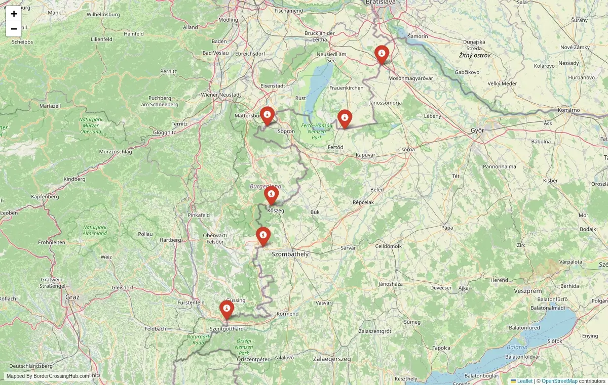 Map overview of border crossings