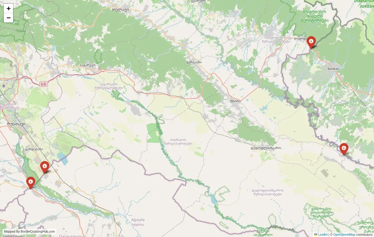 Map overview of border crossings