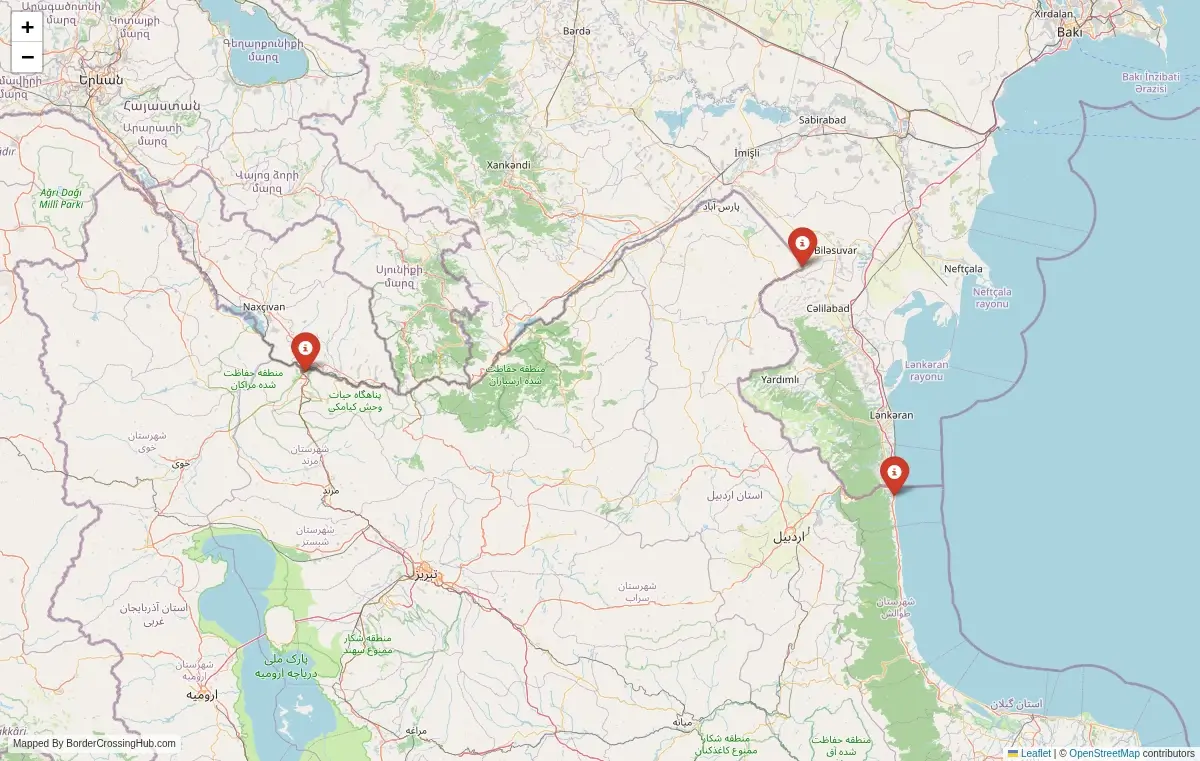 Map overview of border crossings