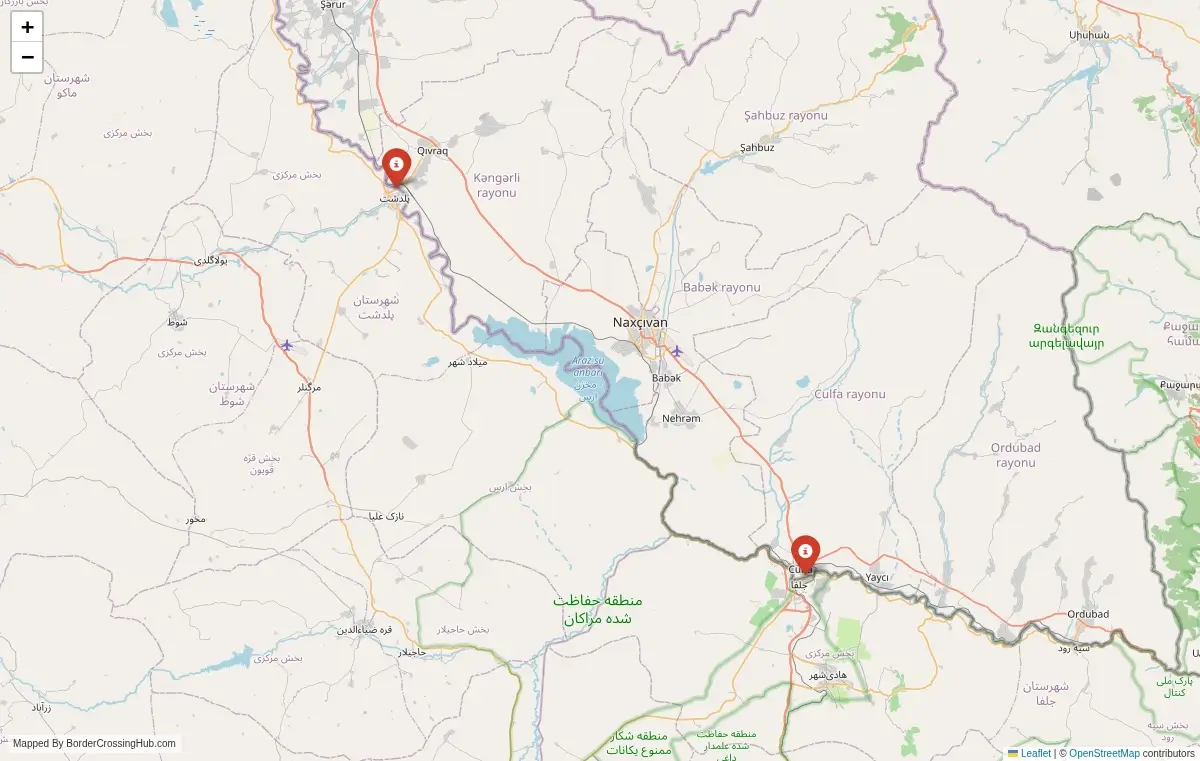 Map overview of border crossings