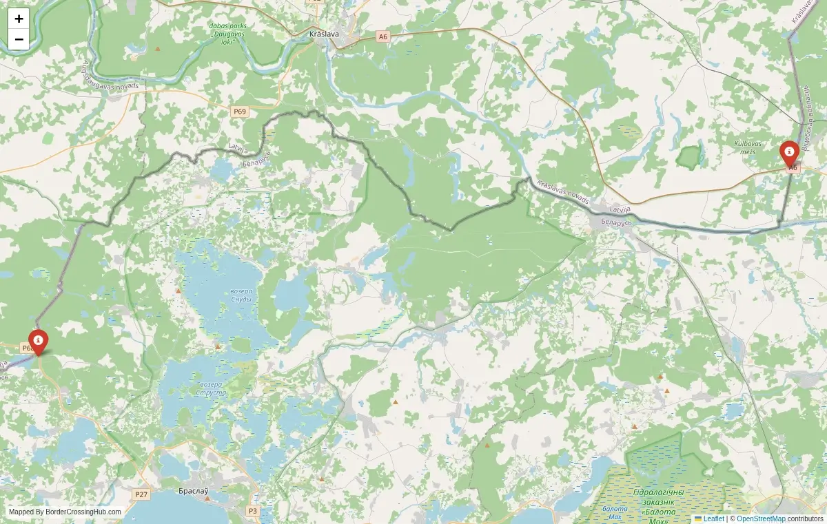 Map overview of border crossings