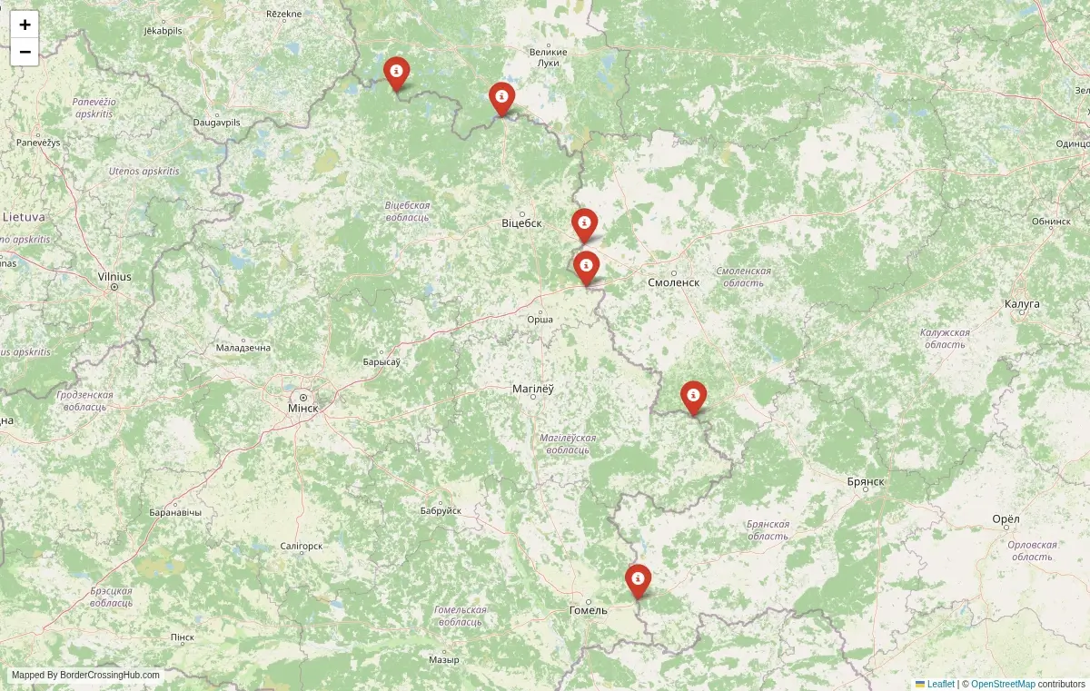 Map overview of border crossings
