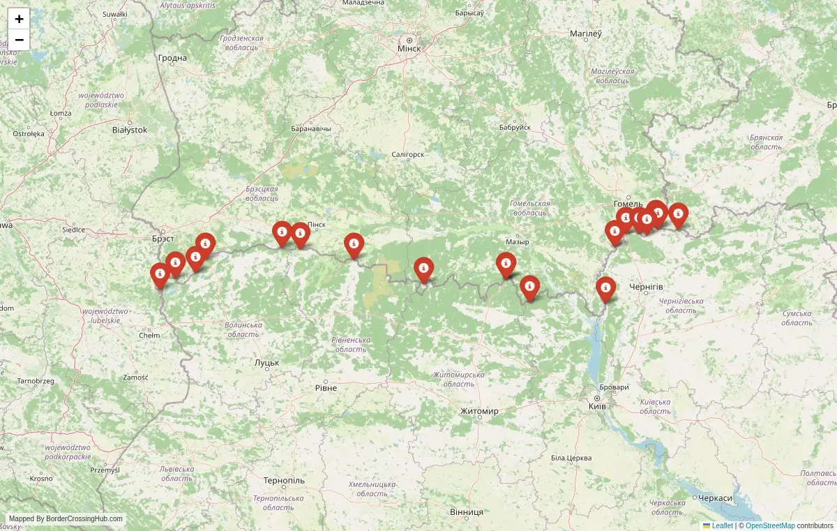 Map overview of border crossings