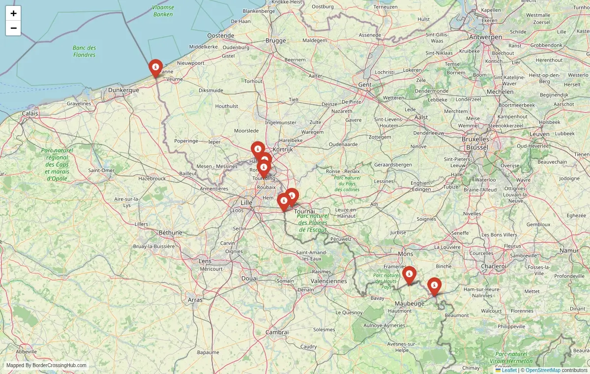 Map overview of border crossings