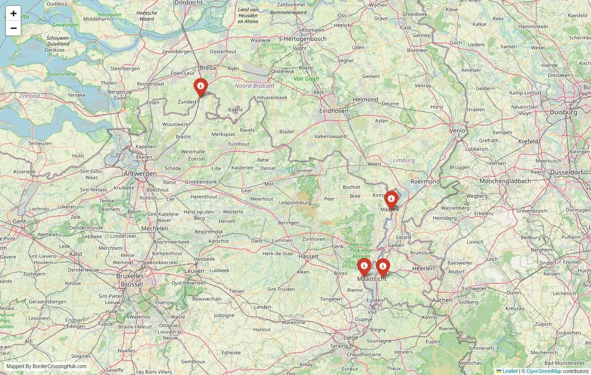 Map overview of border crossings