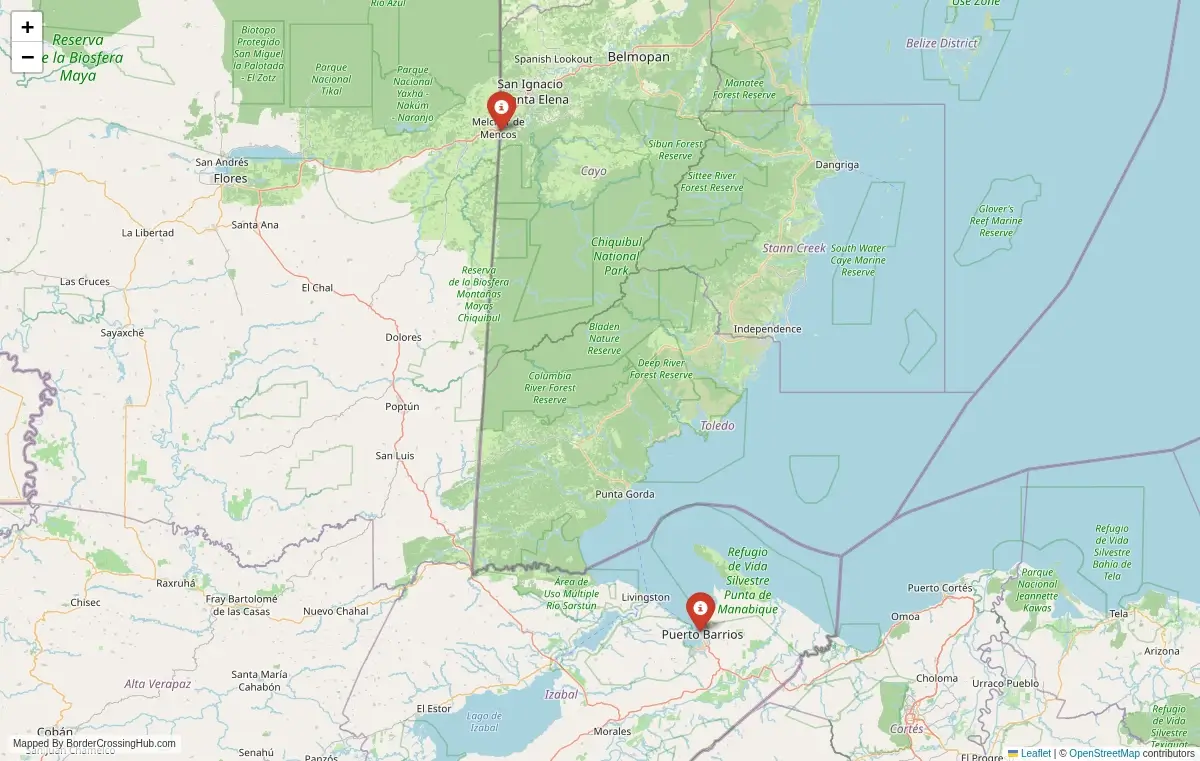 Map overview of border crossings