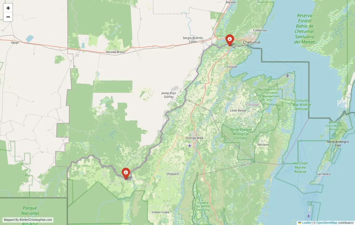 Map overview of border crossings