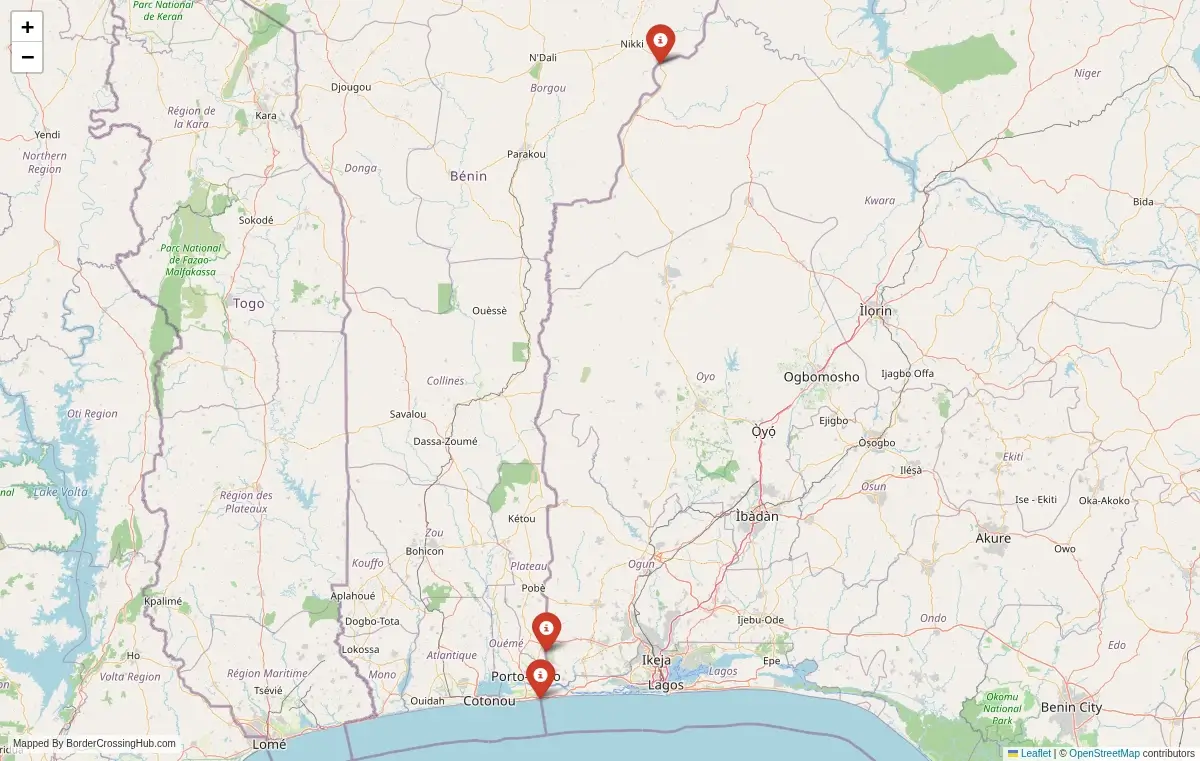 Map overview of border crossings