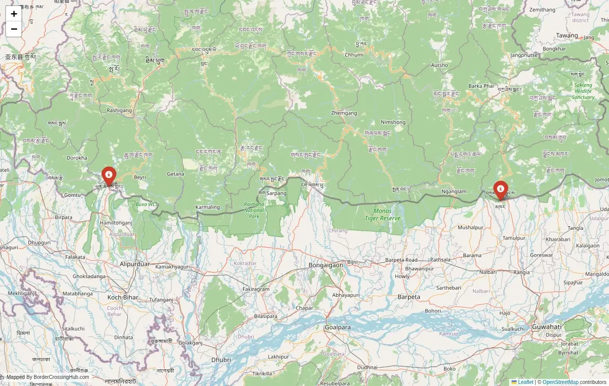 Map overview of border crossings