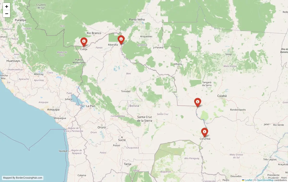 Map overview of border crossings