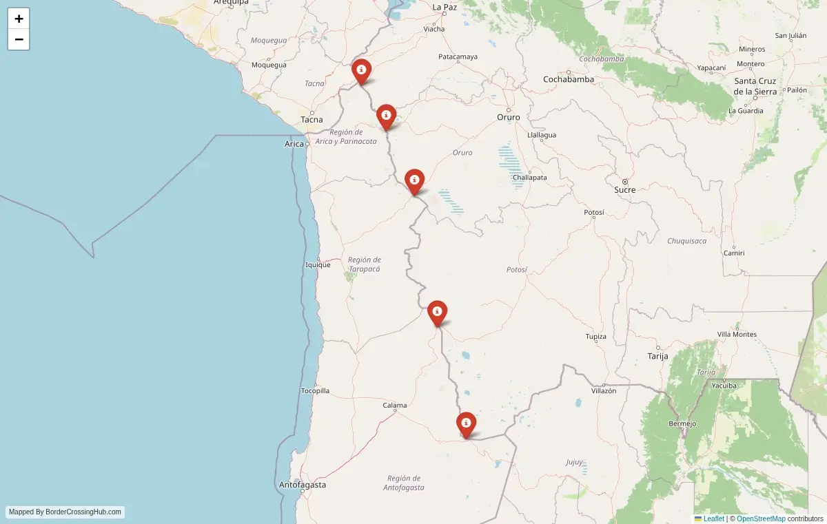 Map overview of border crossings