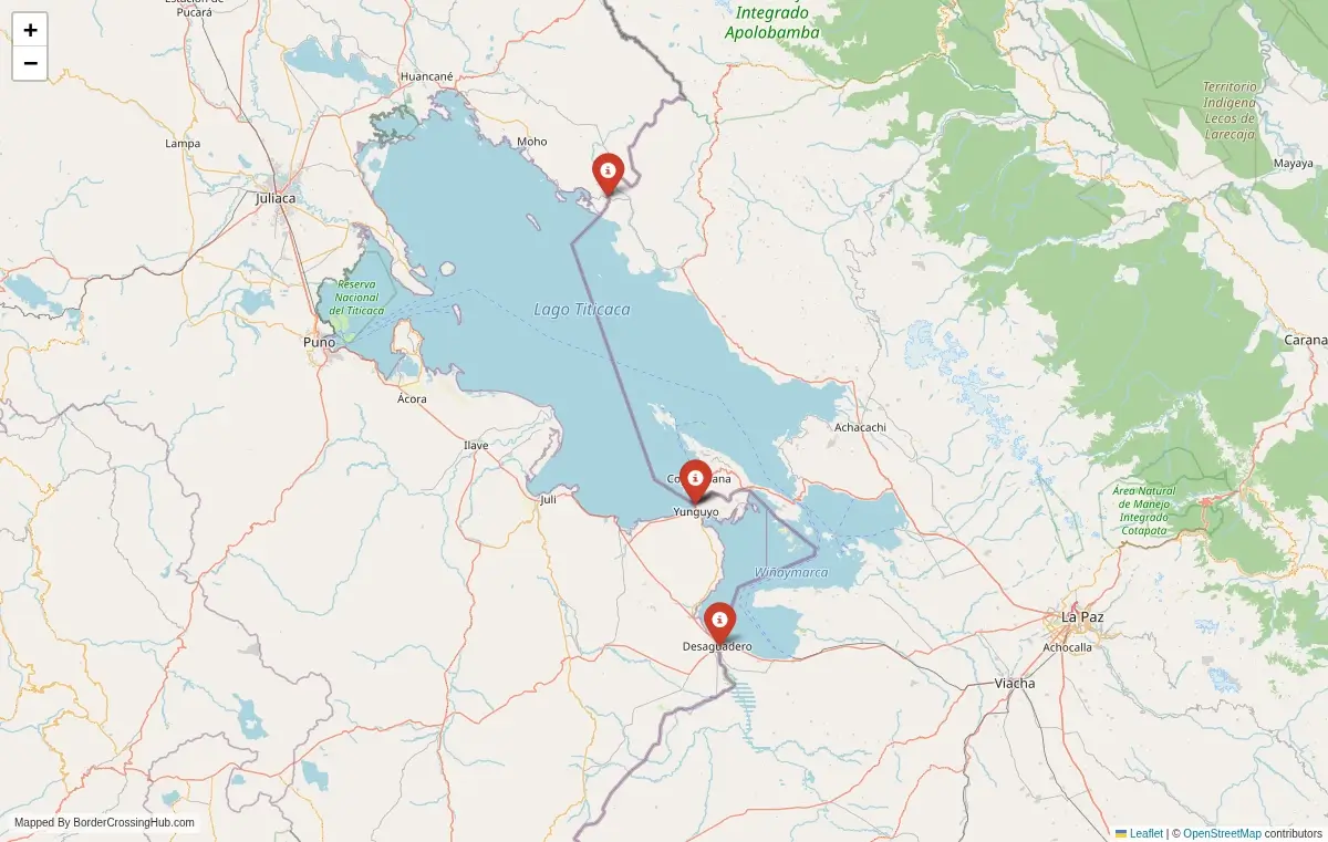 Map overview of border crossings