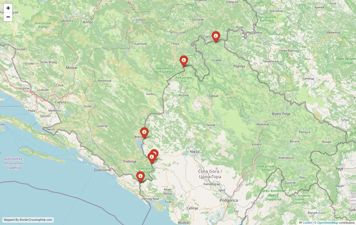 Map overview of border crossings