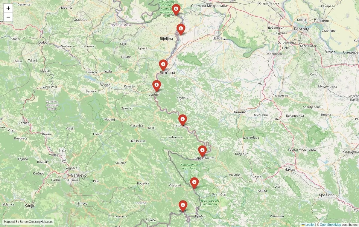 Map overview of border crossings