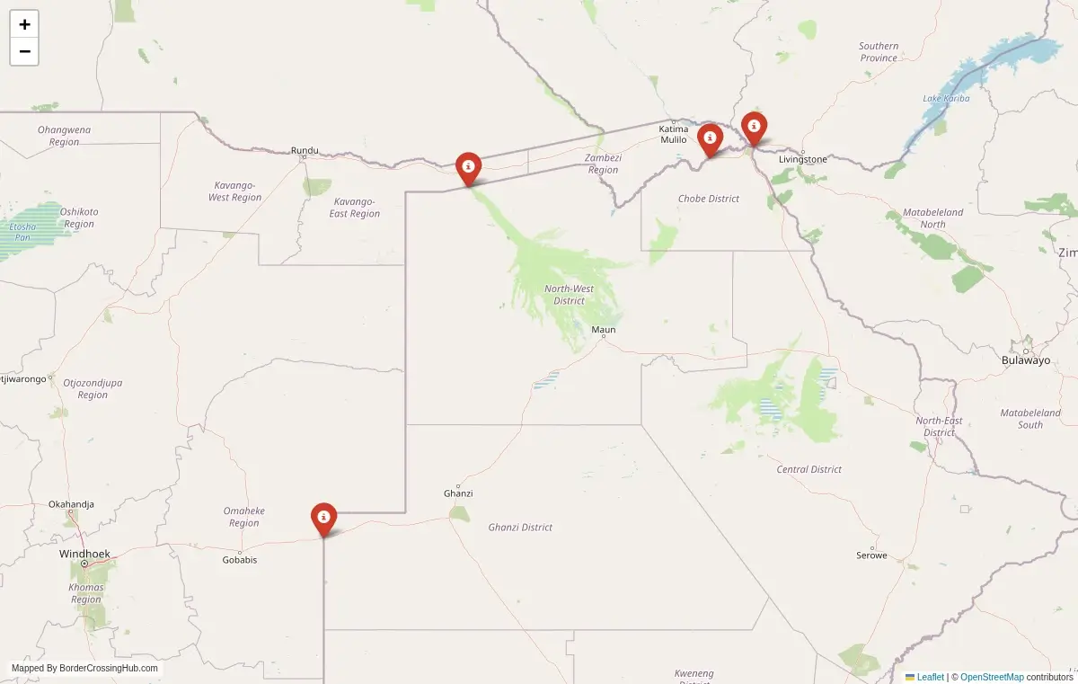 Map overview of border crossings