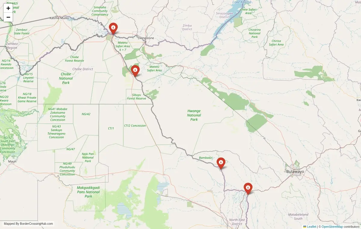 Map overview of border crossings