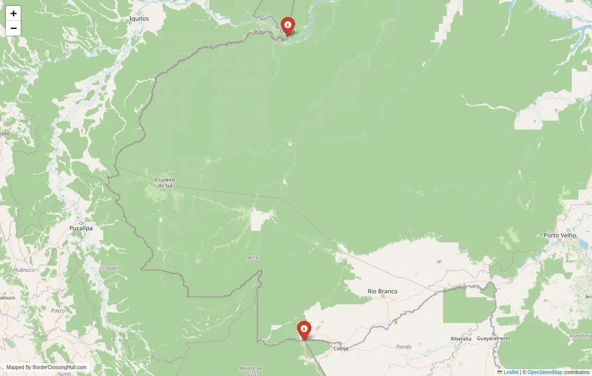 Map overview of border crossings
