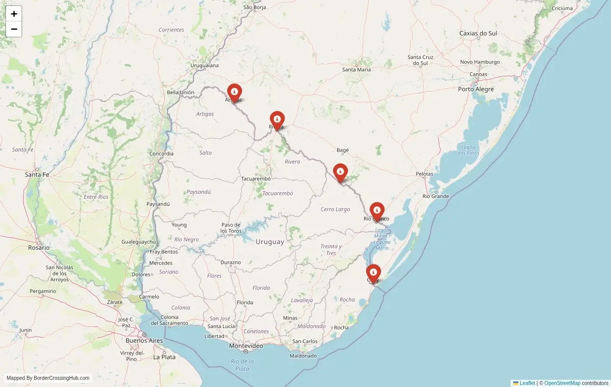 Map overview of border crossings