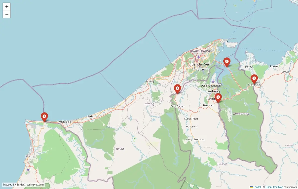 Map overview of border crossings