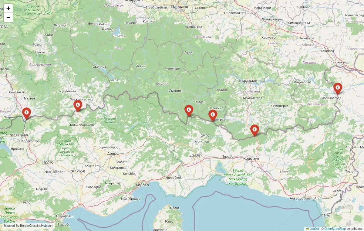 Map overview of border crossings