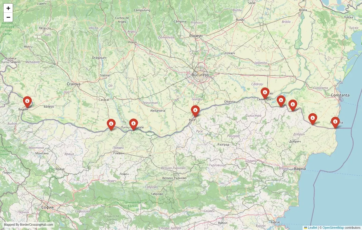 Map overview of border crossings