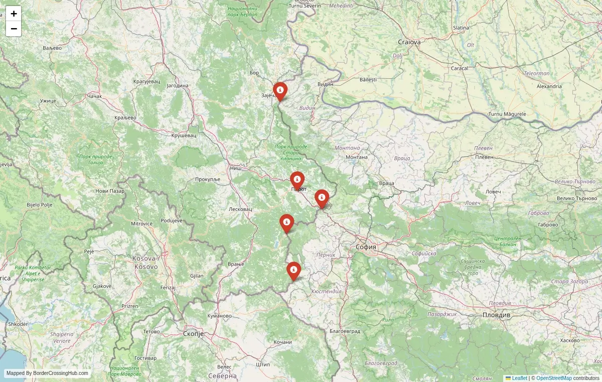 Map overview of border crossings