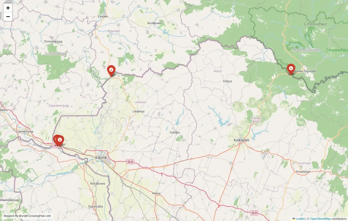 Map overview of border crossings