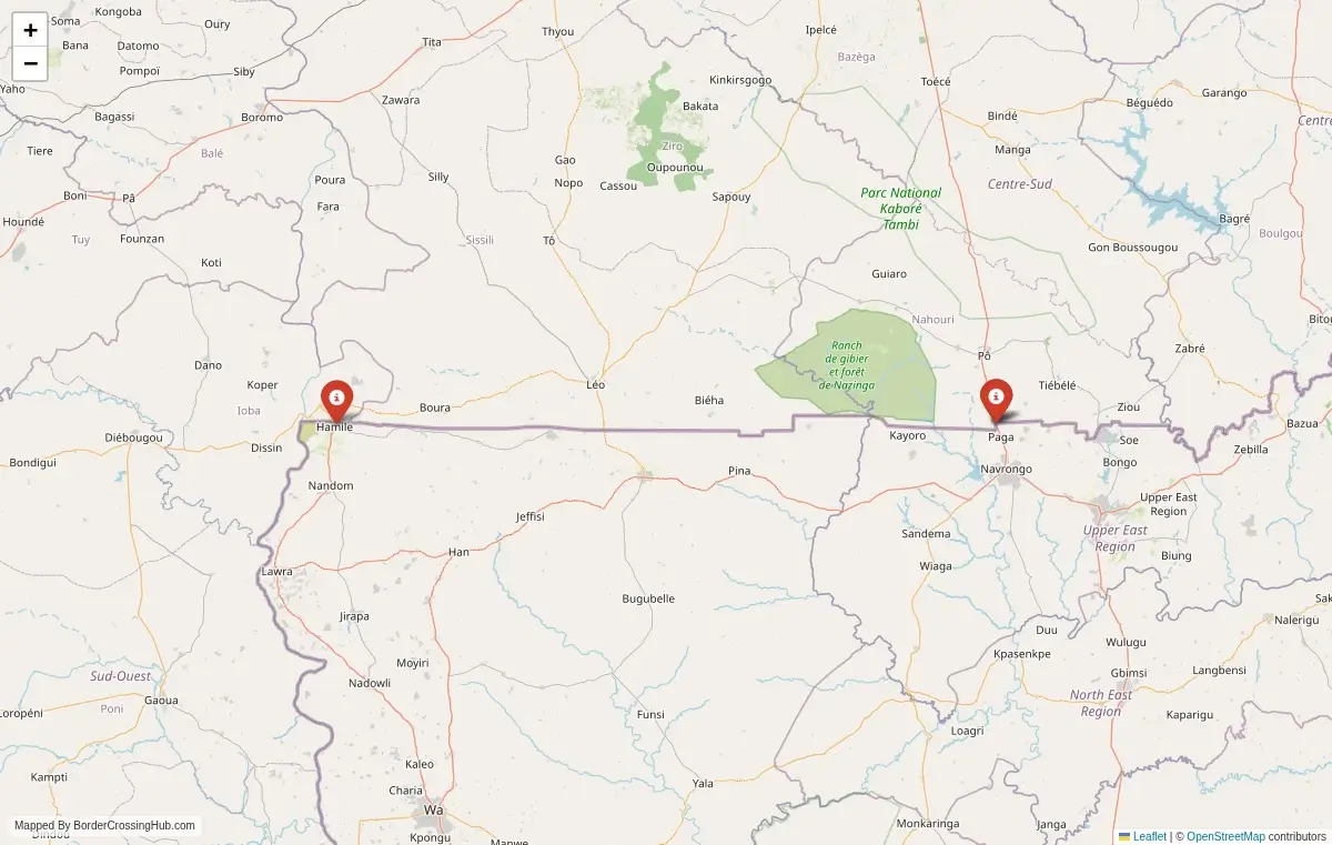 Map overview of border crossings