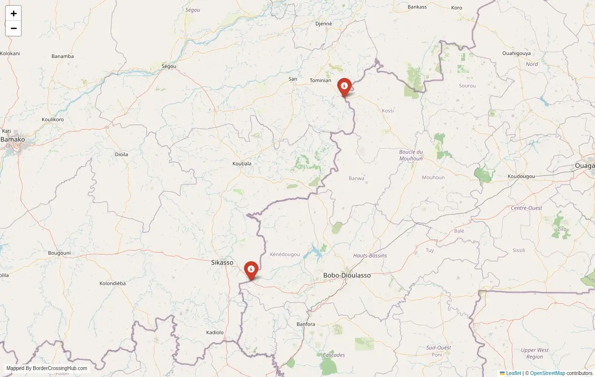 Map overview of border crossings