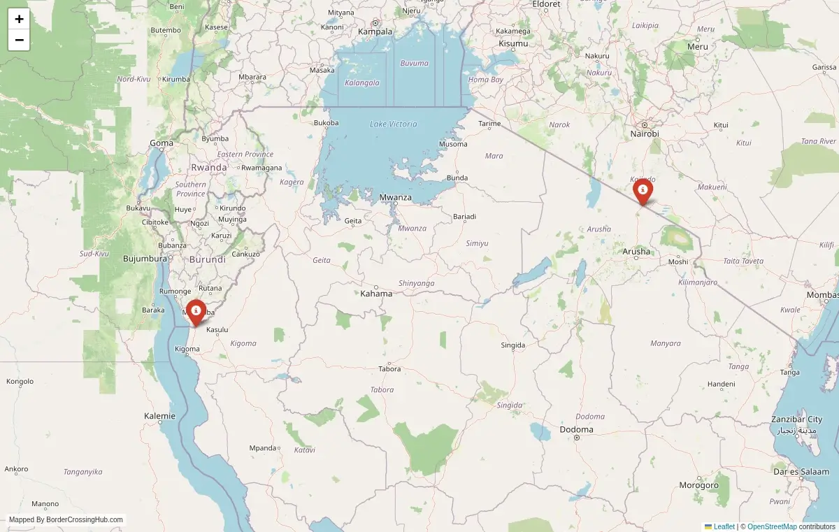 Map overview of border crossings