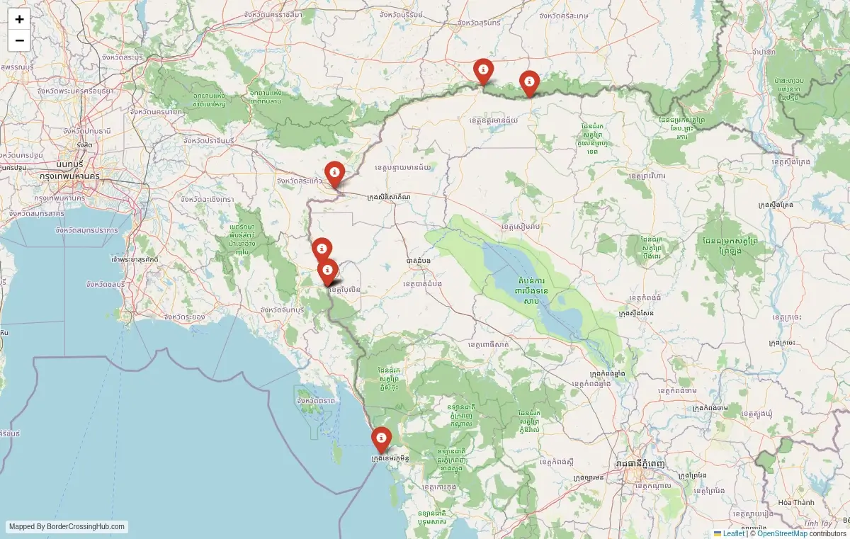 Map overview of border crossings