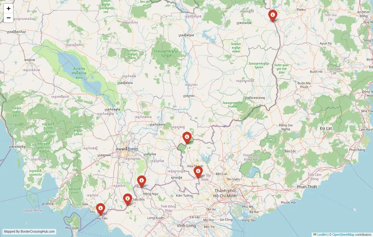Map overview of border crossings