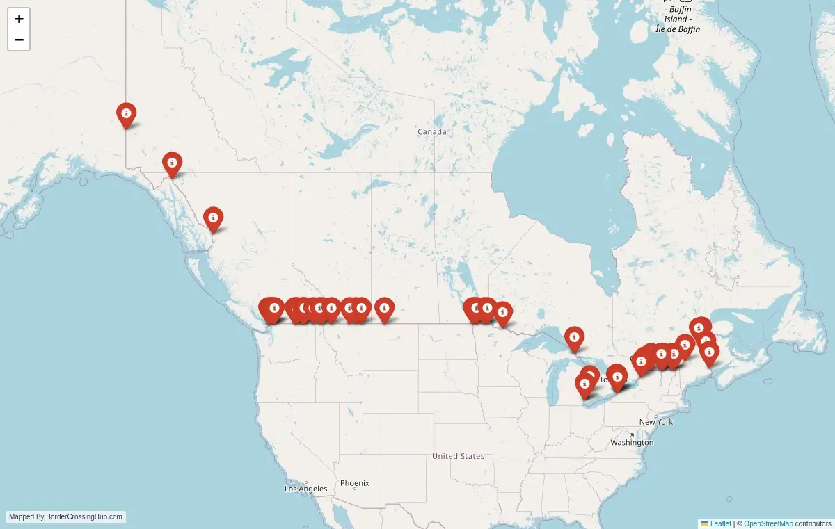 Map overview of border crossings