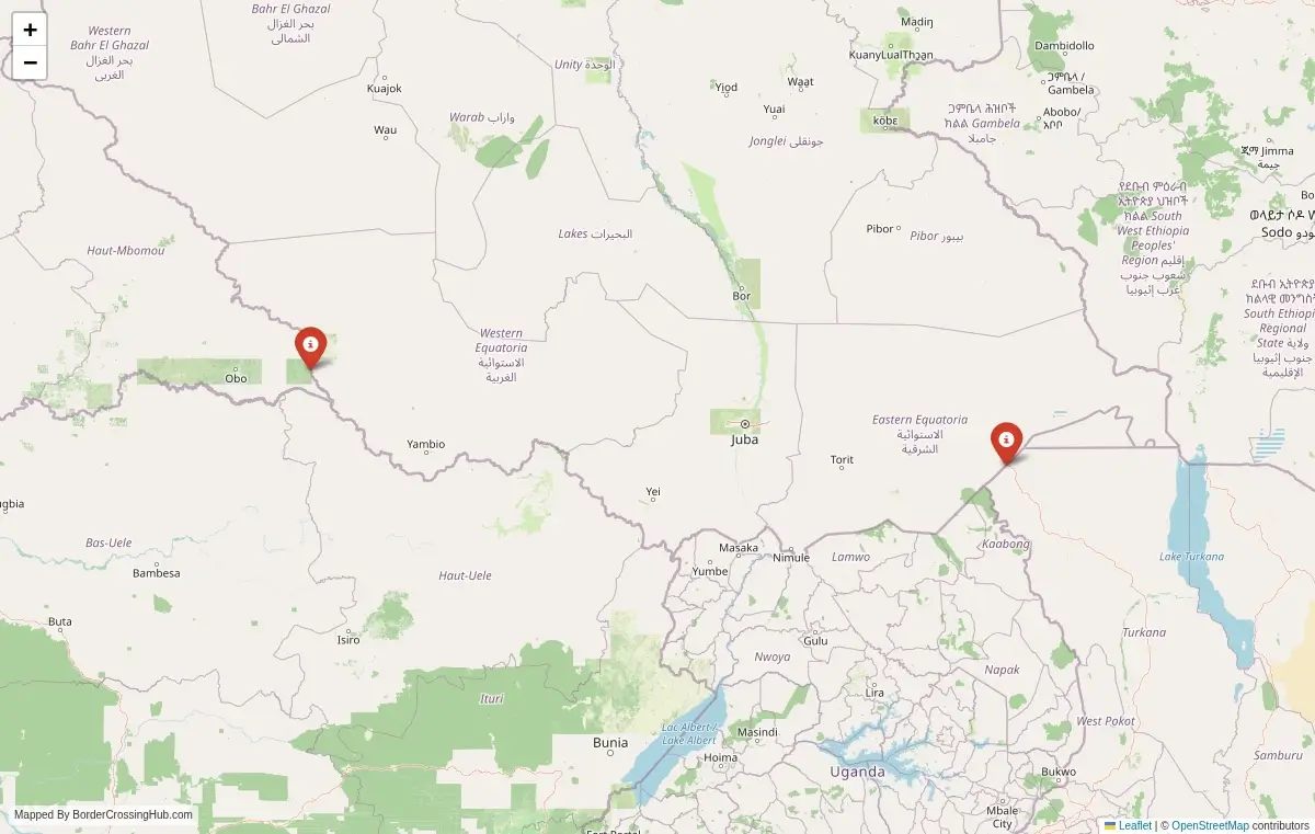 Map overview of border crossings