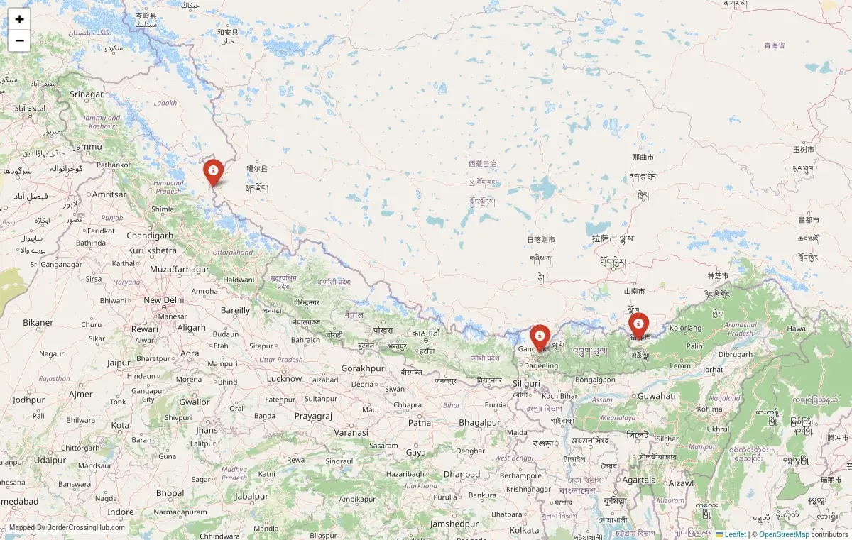 Map overview of border crossings