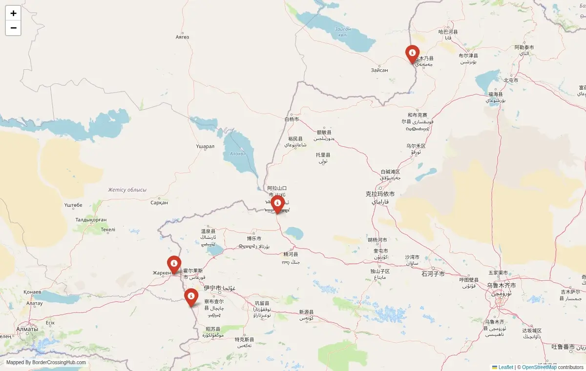 Map overview of border crossings