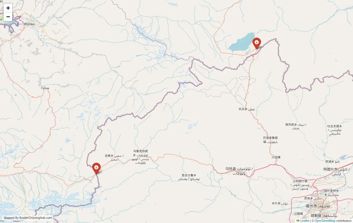 Map overview of border crossings