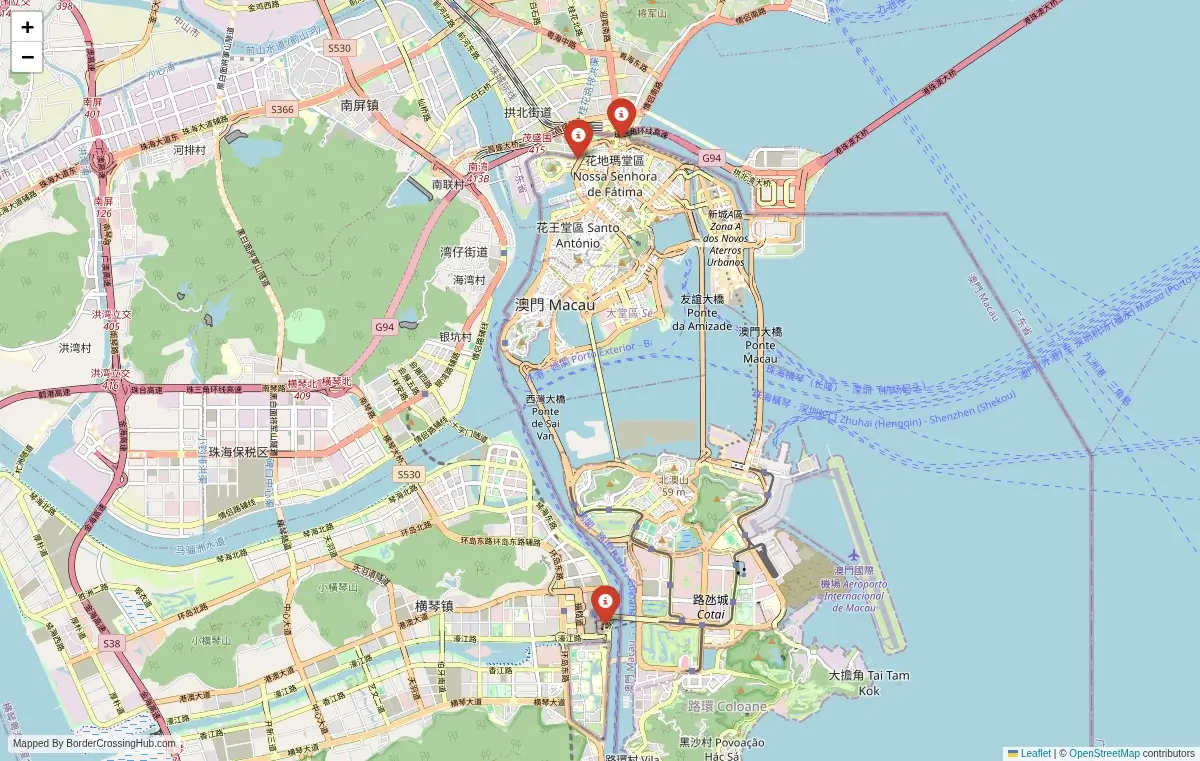 Map overview of border crossings