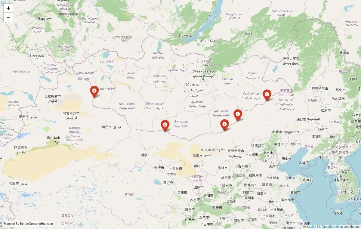 Map overview of border crossings