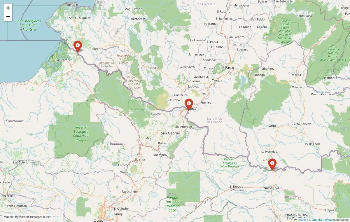 Map overview of border crossings
