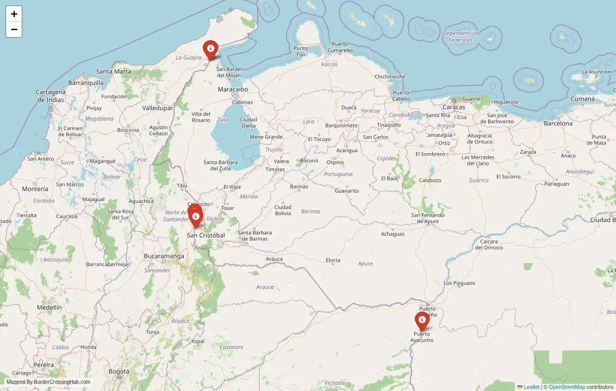 Map overview of border crossings