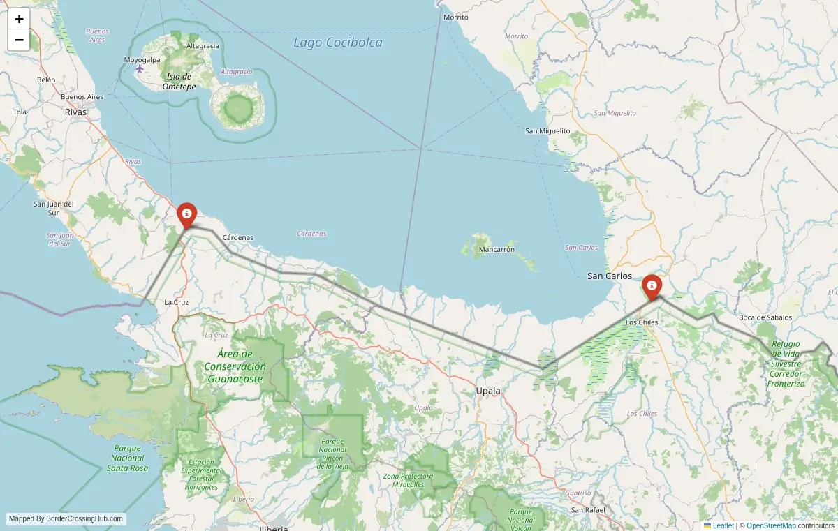 Map overview of border crossings