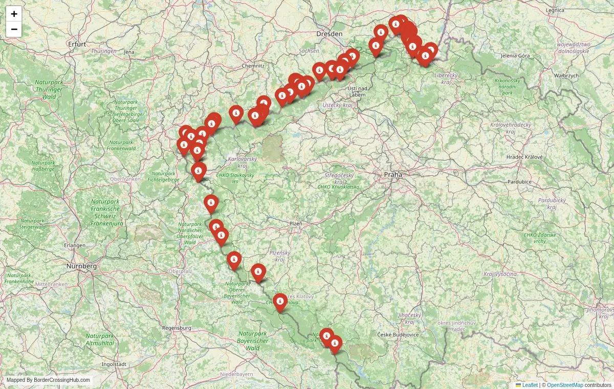 Map overview of border crossings