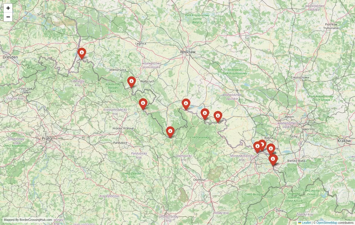 Map overview of border crossings
