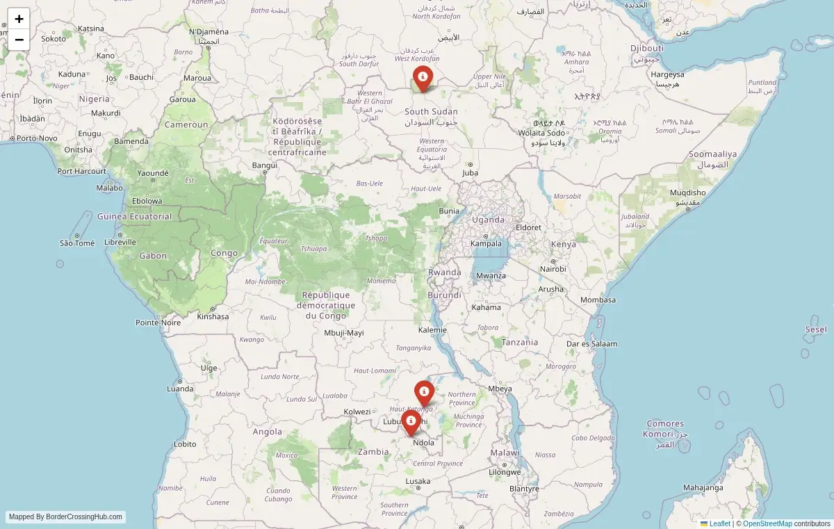 Map overview of border crossings