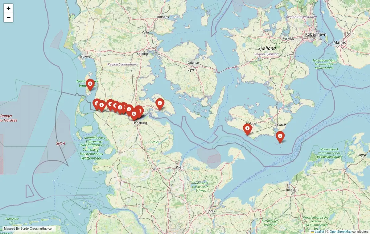 Map overview of border crossings